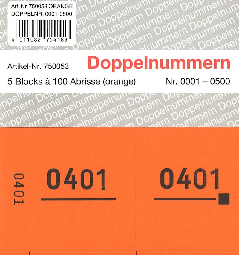 Doppelnummern Serie Nr. 1-500 orange 120x60mm