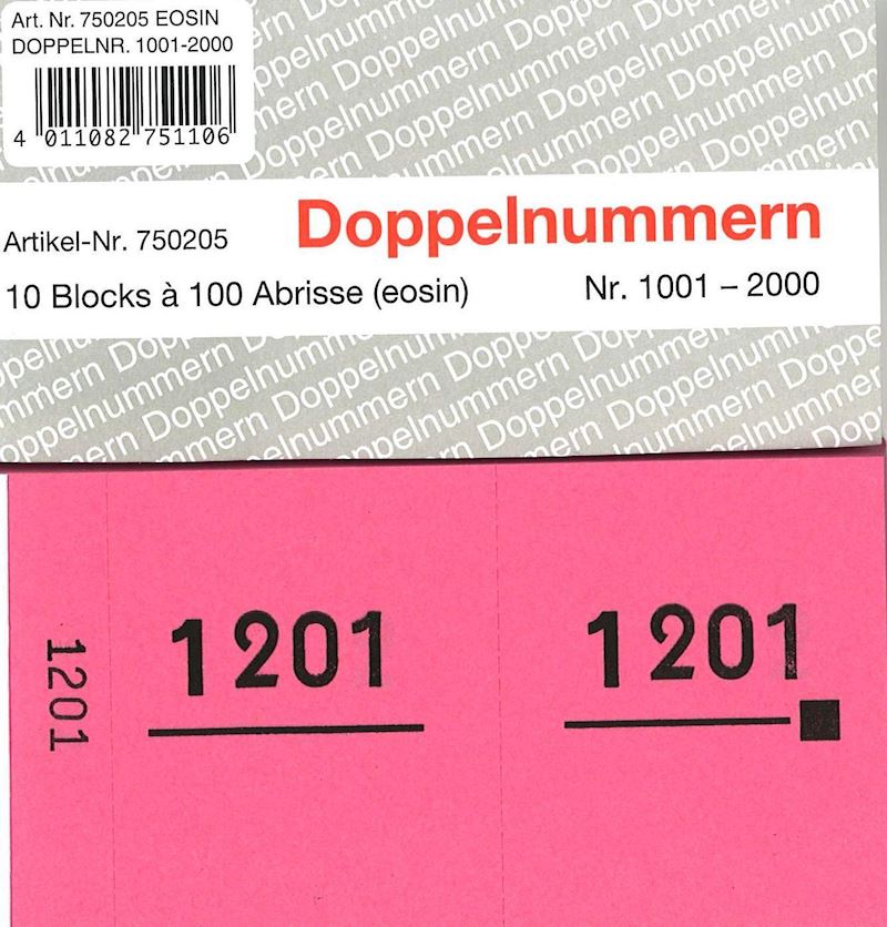 Doppelnummern Serie1001-2000 eosin pink 120x60mm