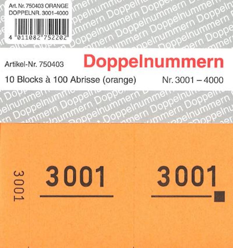 Doppelnummern Serie 3001-4000 orange 120x60mm