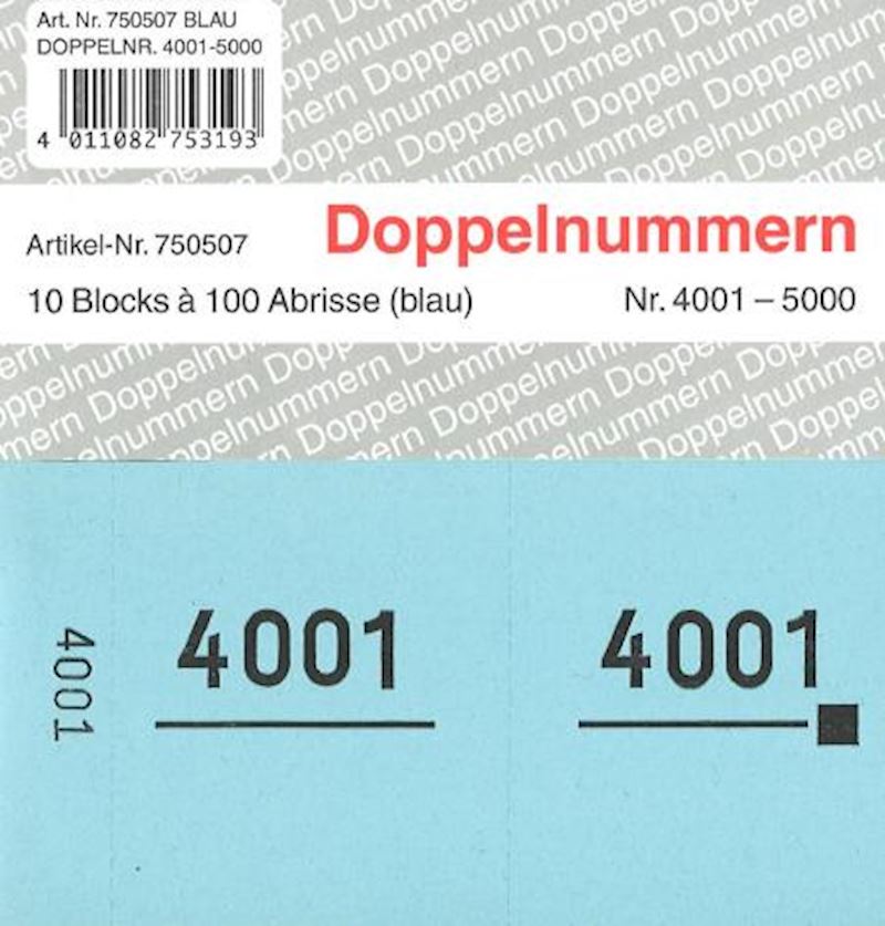 Doppelnummern Serie 4001-5000 blau 120x60mm
