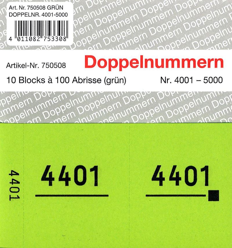 Doppelnummern Serie 4001-5000 grün 120x60mm
