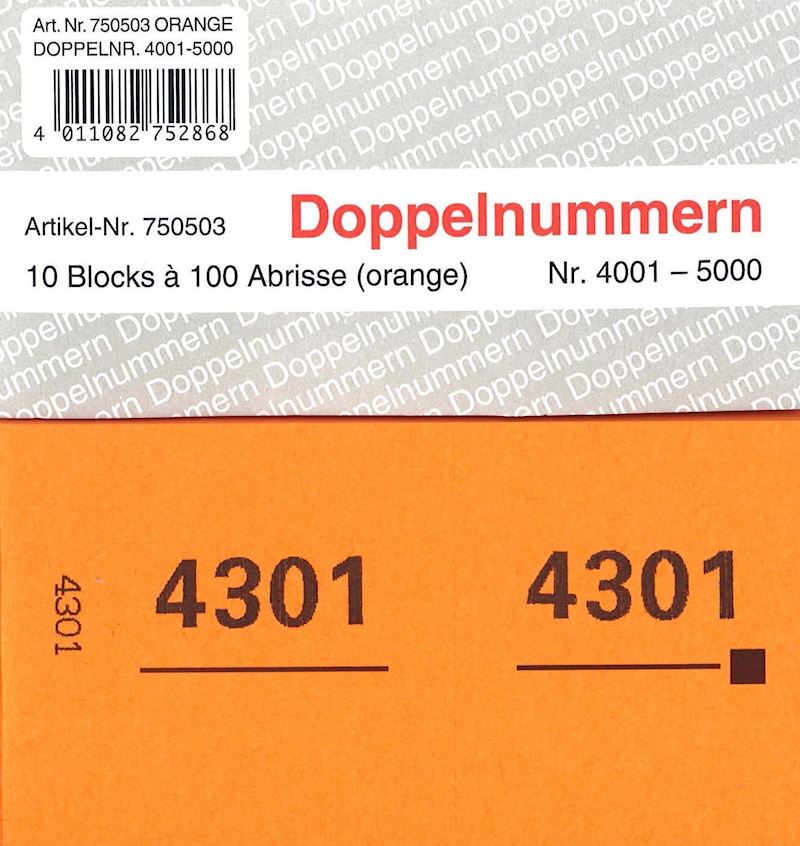 Doppelnummern Serie 4001-5000 orange 120x60mm