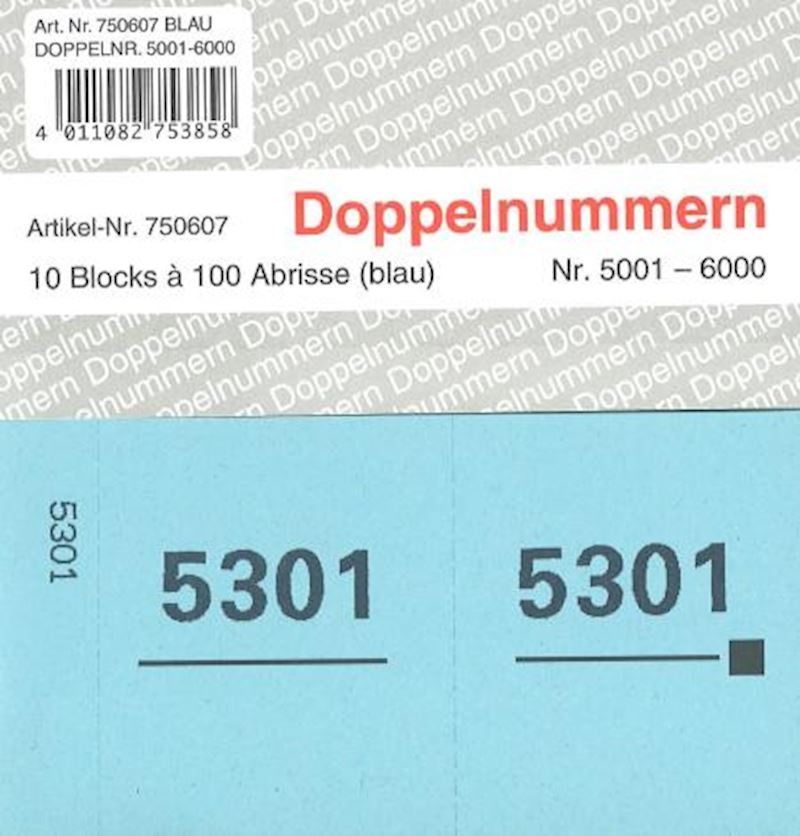 Doppelnummern Serie 5001-6000 blau 120x60mm
