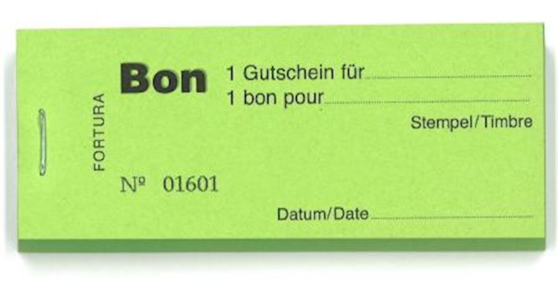 Bonblöckli mit 100 Bons 1 Gutschein für...