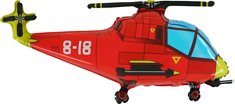 Folienballon offen Helikopter rot 75 cm