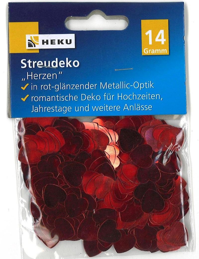 Streudeko Herzen Hochzeit 14g, rot-metallic