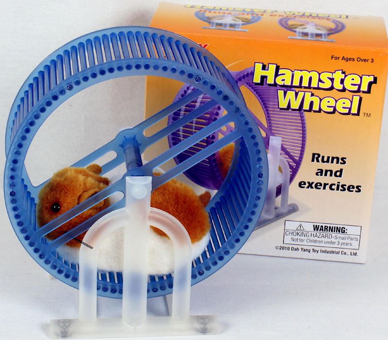Hamsterrad 15cm mit Hamster blau 2 Batterien AAA exkl