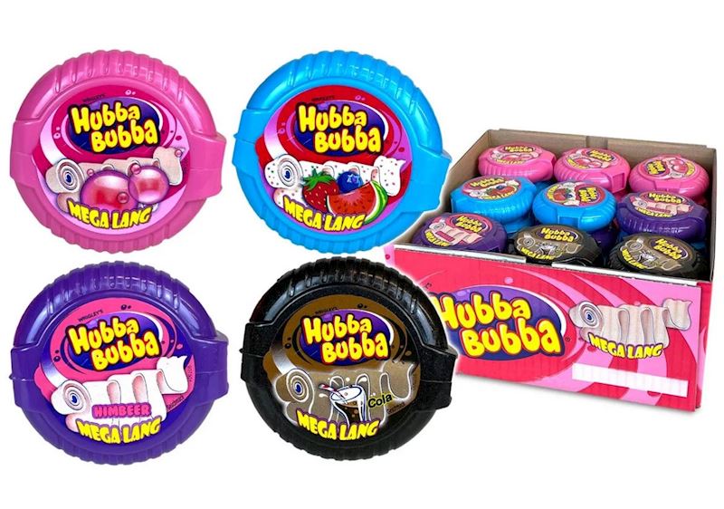Hubba Bubba Bubble Tape Mix Cola,rosa,blau,violett sort.