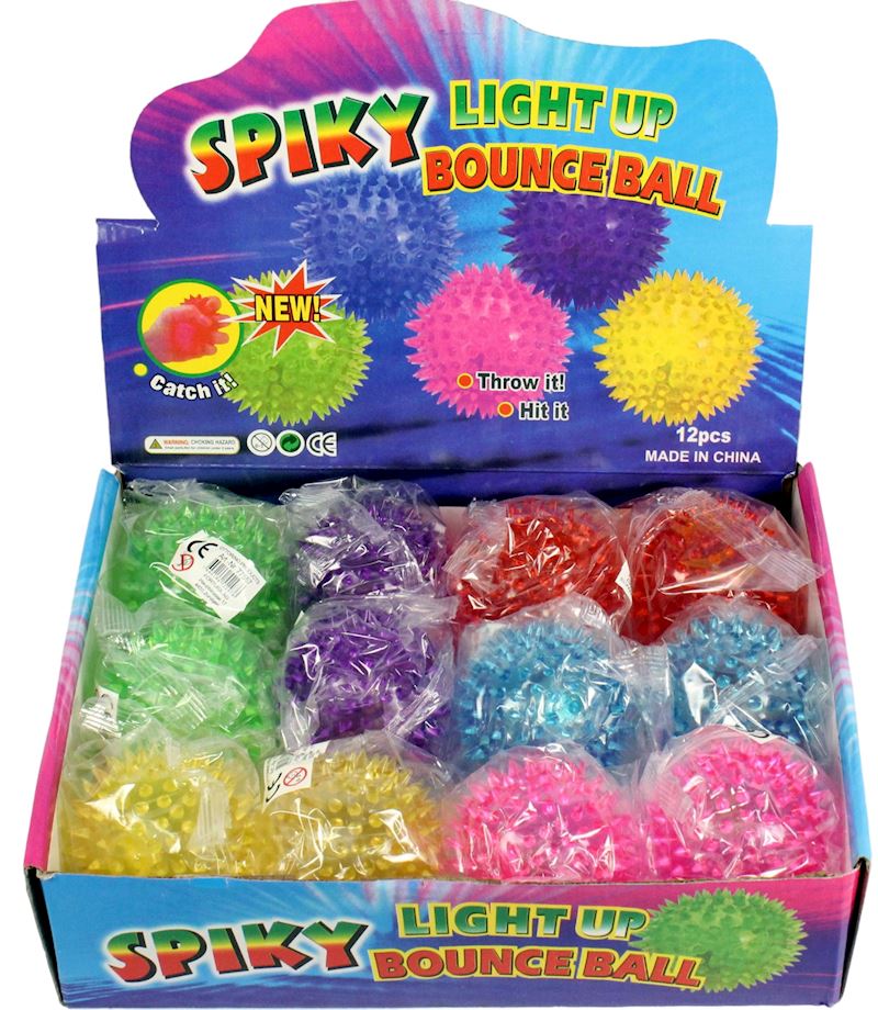 Balle à picots Spiky Bounce Ball 75mm avec lumière, 6 couleurs