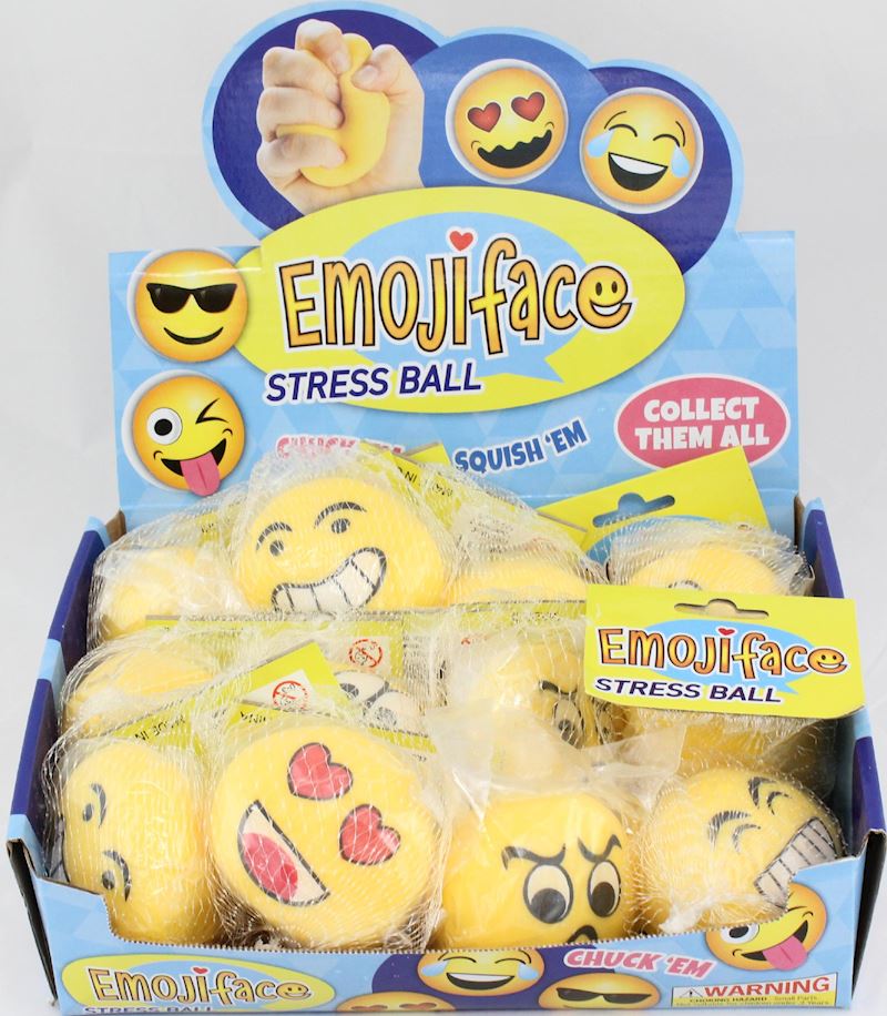 Quetschball Emojiface sort. 55mm gelb, Stressball im Netz