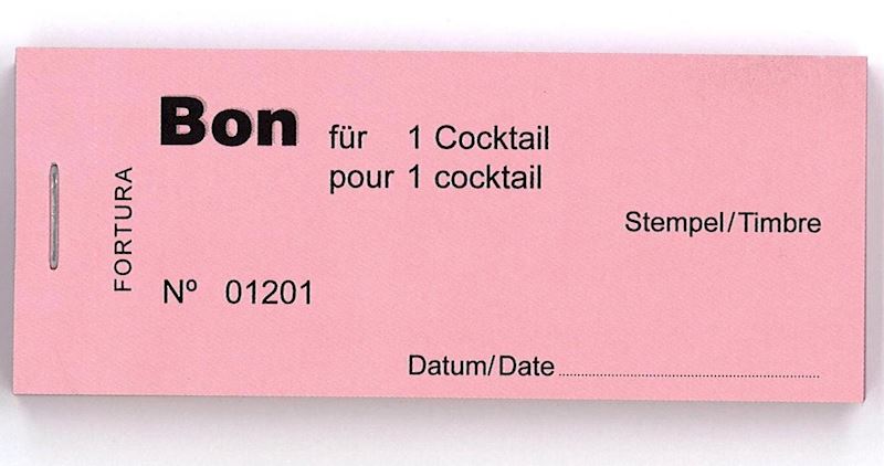 Bloc de bon avec 100 bons pour 1 cocktail