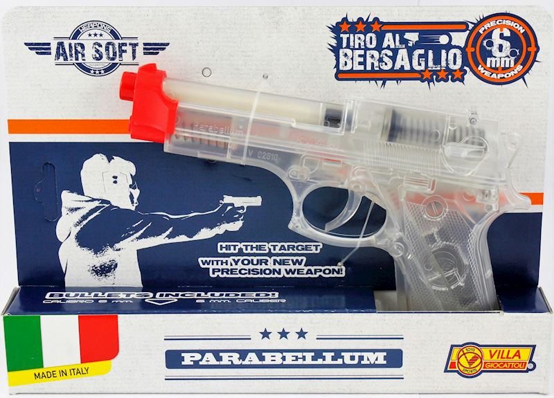 Pistole Parabellum transparent 21cm Air Soft, mit Muni. 6mm