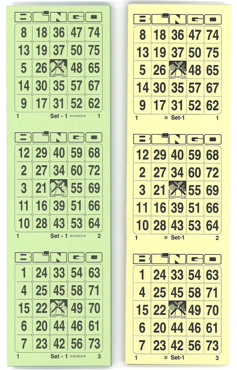 Bingo 75 Big Gelb/Grün Pack zu 20 x 500 Einzelblätter