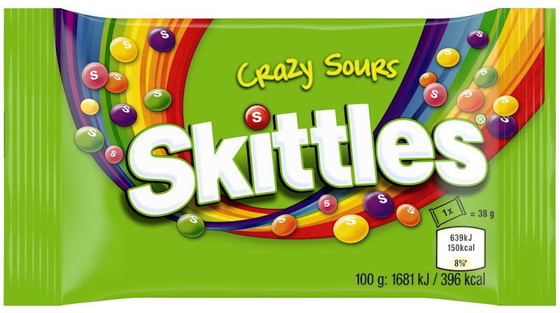 Skittles Crazy Sours 45g Kaubonbons bunt sortiert