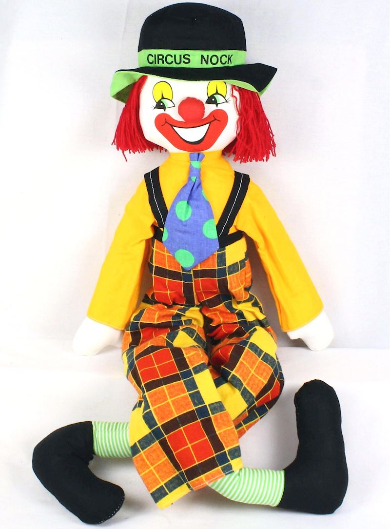Poupée clown en étoffe 80cm 