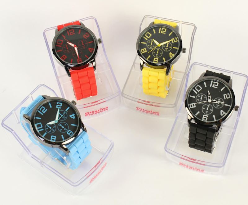 Quartz Armbanduhr mit Silikon- Armband in Box 4 Farben