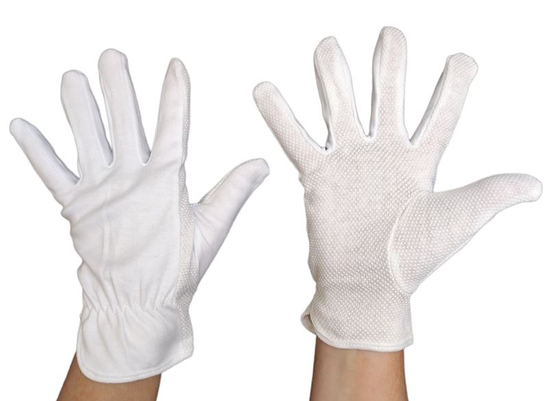 Handschuhe weiss Grösse M mit Schichtel einseitig genoppt
