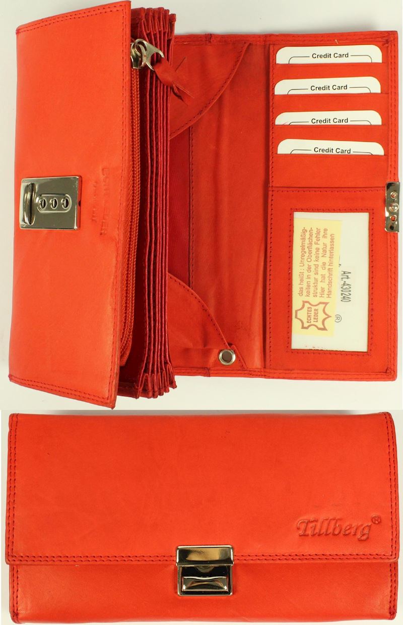 Damen portemonnaie rot Leder 19x9x3.5cm