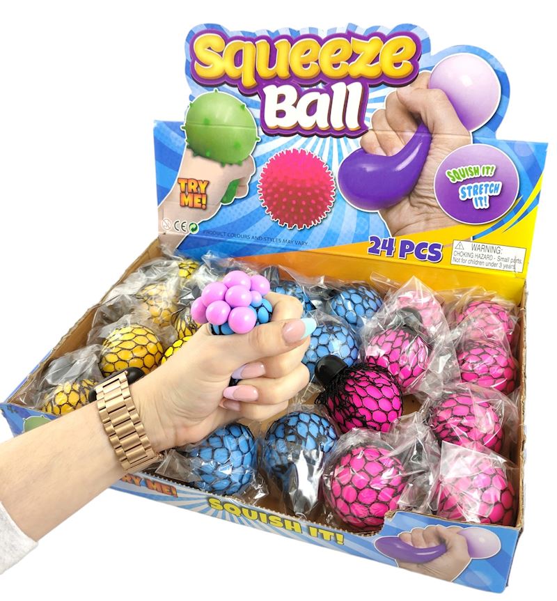 Quetschball Mesh Squishy Ball im Netz 5.5cm 4 Farben sort.