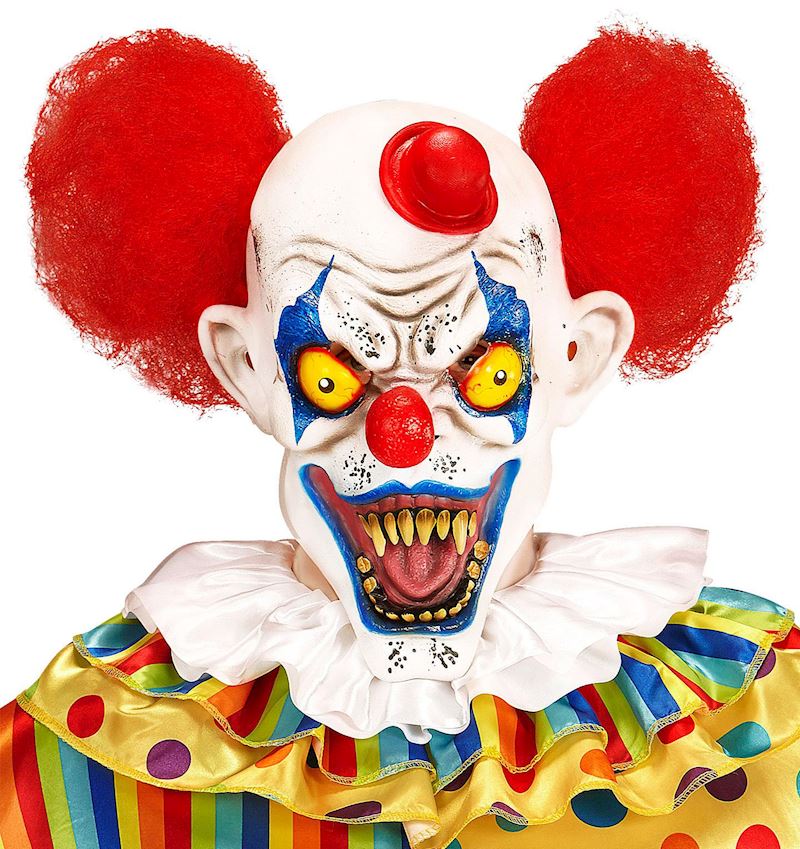 Masque killer clown avec cheveux et chaupeau