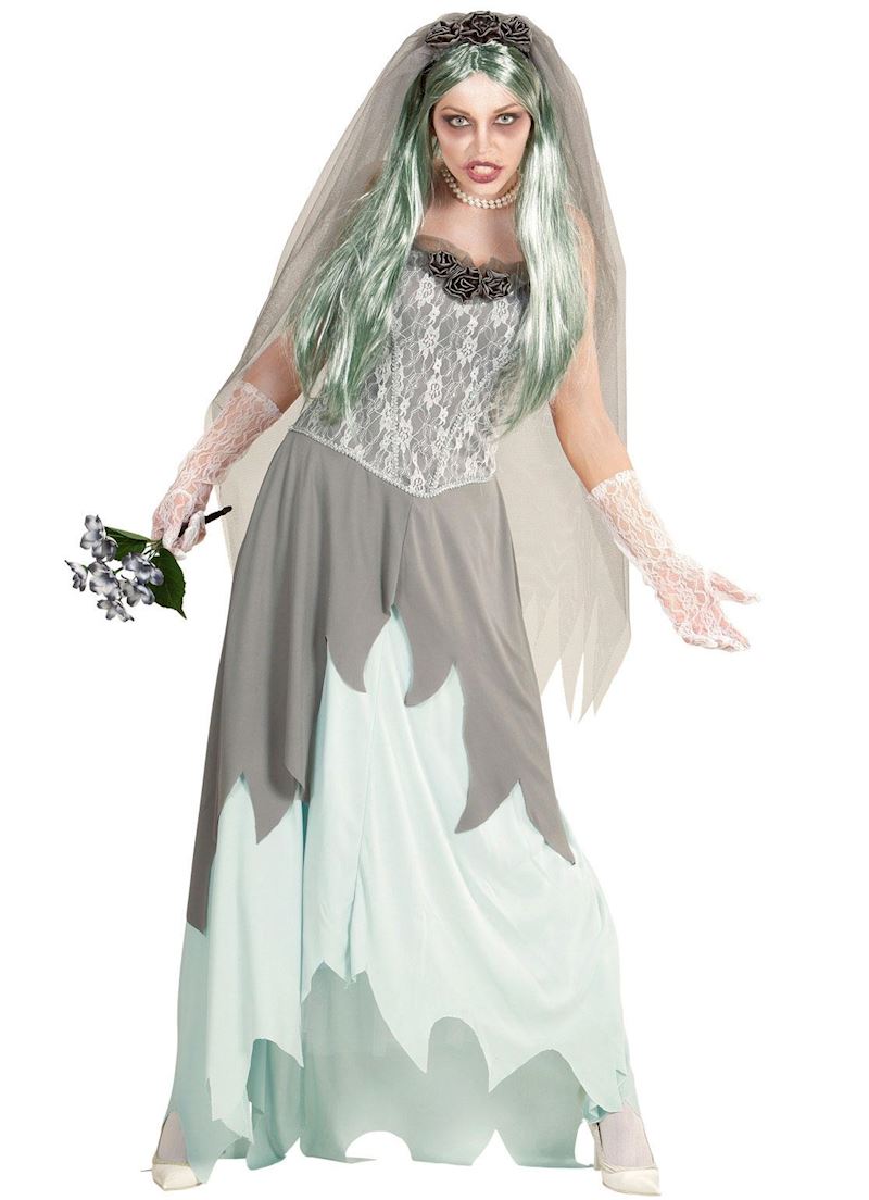 Kostüm Zombie Braut Grösse L grau/weiss