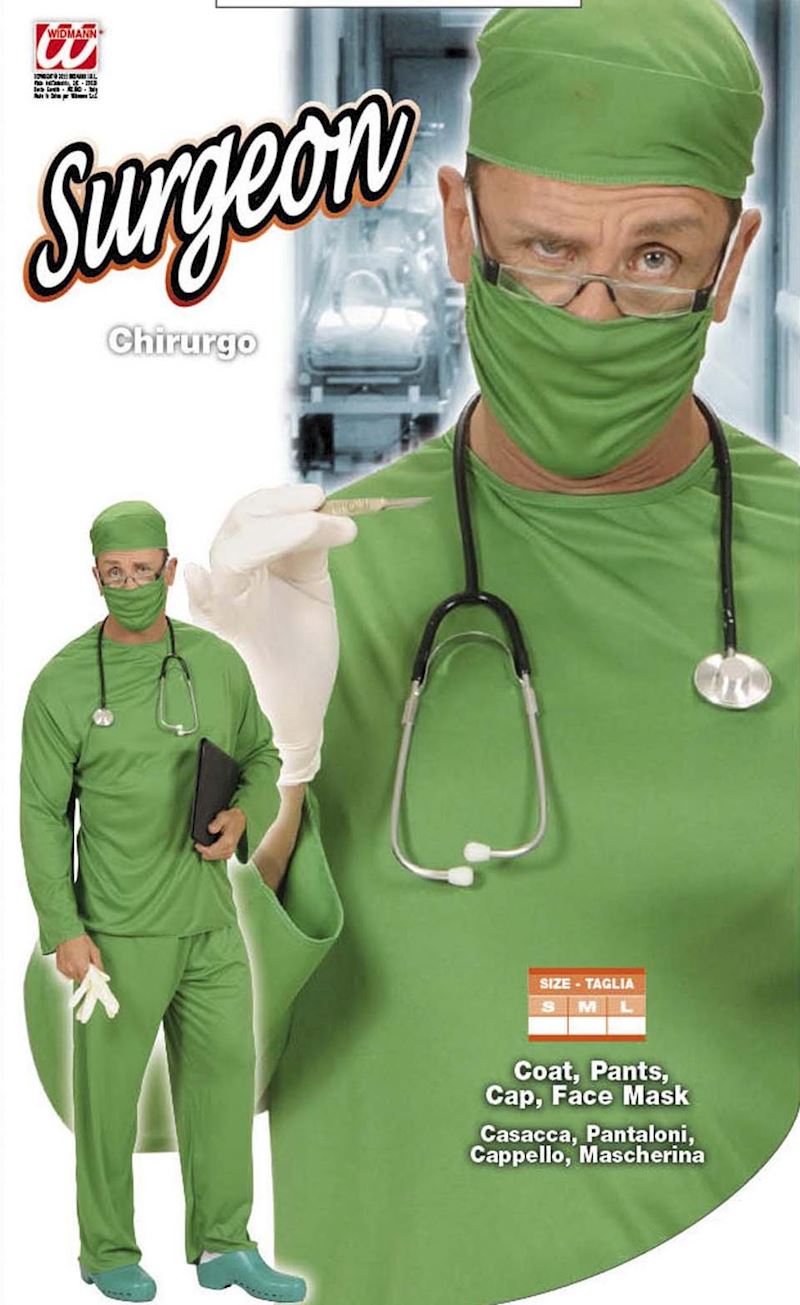 Kostüm Chirurg M mit Mütze und Mundschutz
