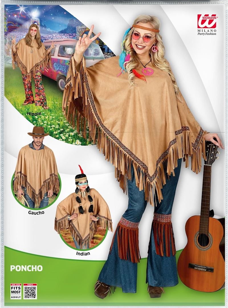 Poncho en tissue epais brun 