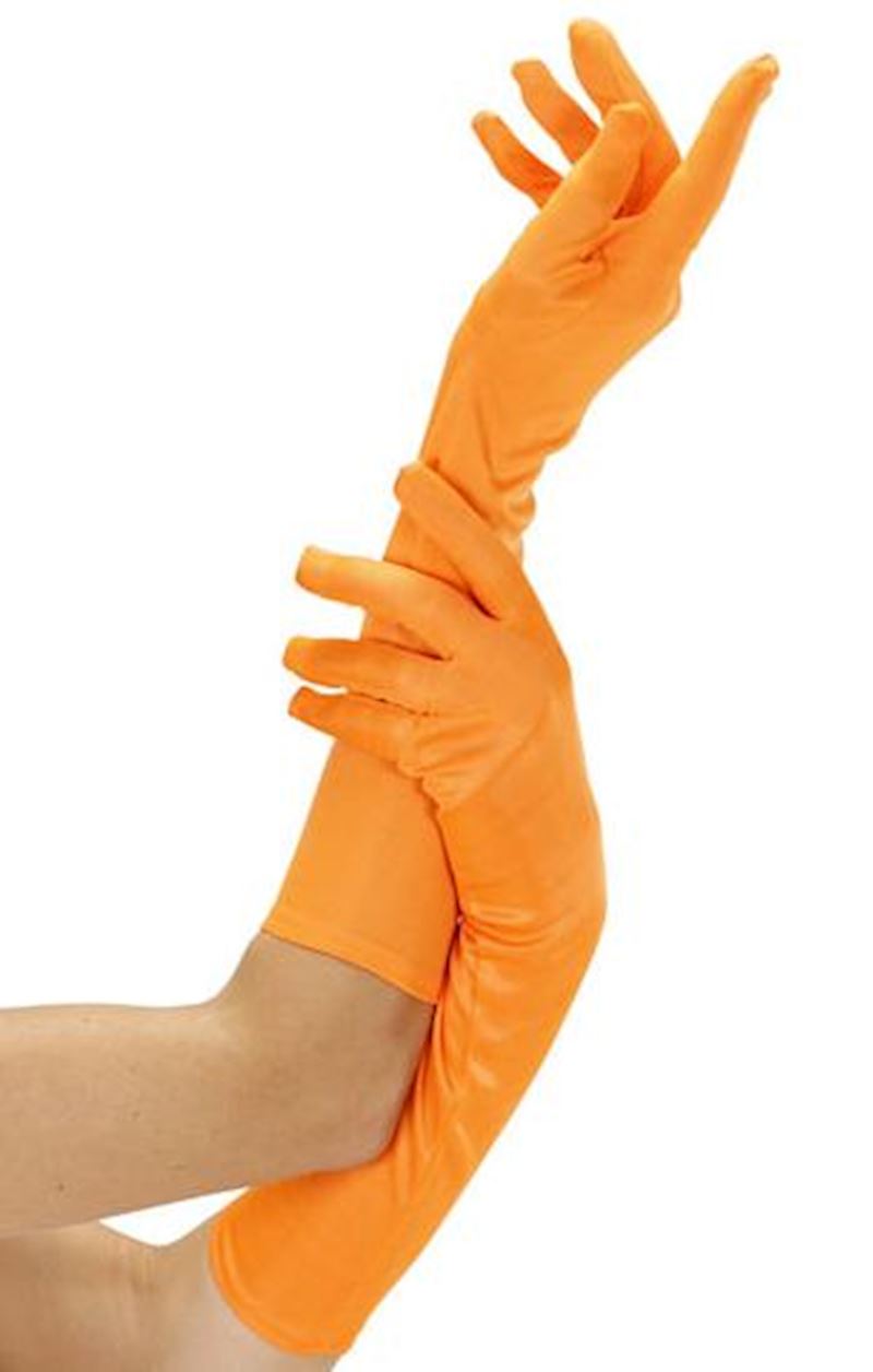 des gants longs néon orange 