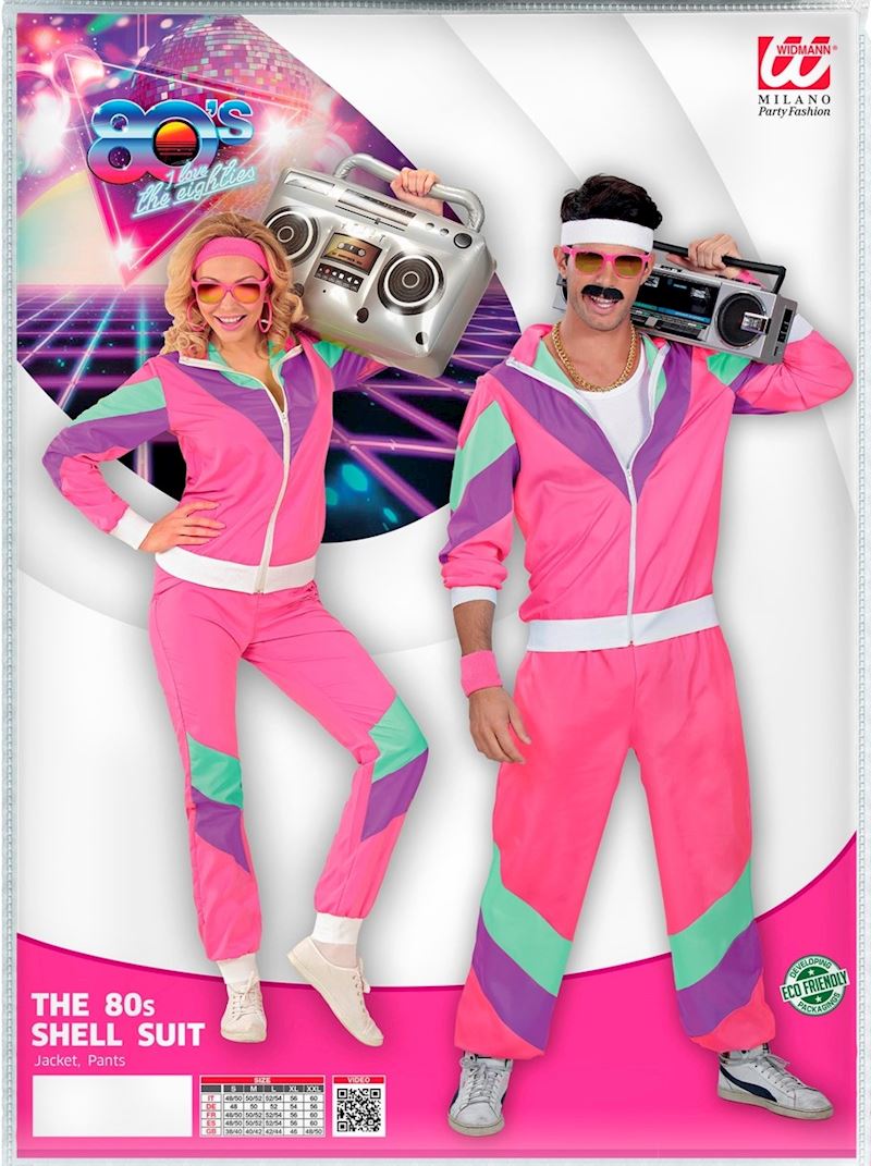 Lady shell suit les années 80 rose-vif taille L