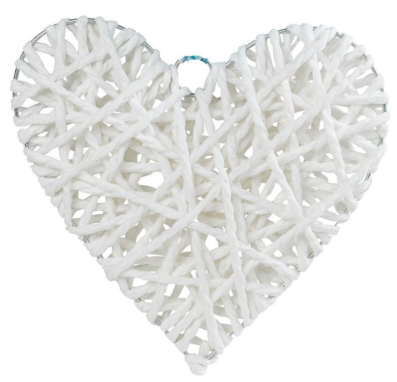 Coeur décoratif ficelle en papier blanc