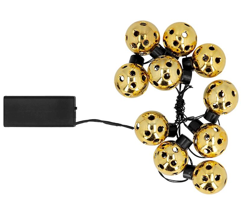LED-Lichterkette Partyball gold 140 cm 10 Kugeln