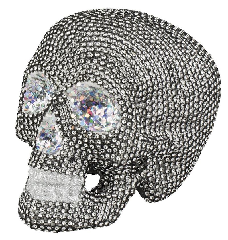 Tête de mort scintillant 19 x 15cm