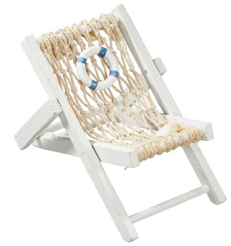 Déco chaise longue 9x11x11cm en bois avec corde, coquillage