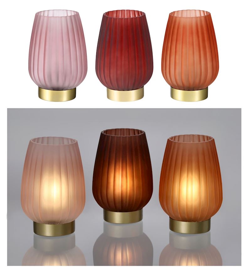 LED Lampe aus Glas 19cm 3 Farben exkl. 3 AAA-Batt.