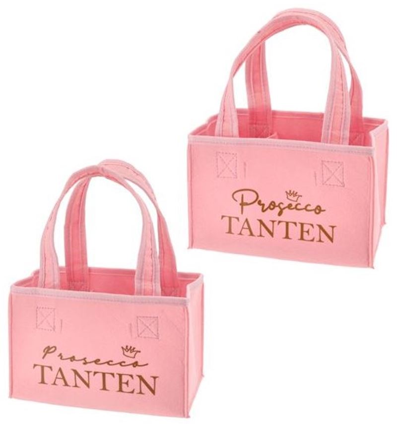 Frauentasche Prosecco Tanten für 6 Flaschen pink 22x14x30cm