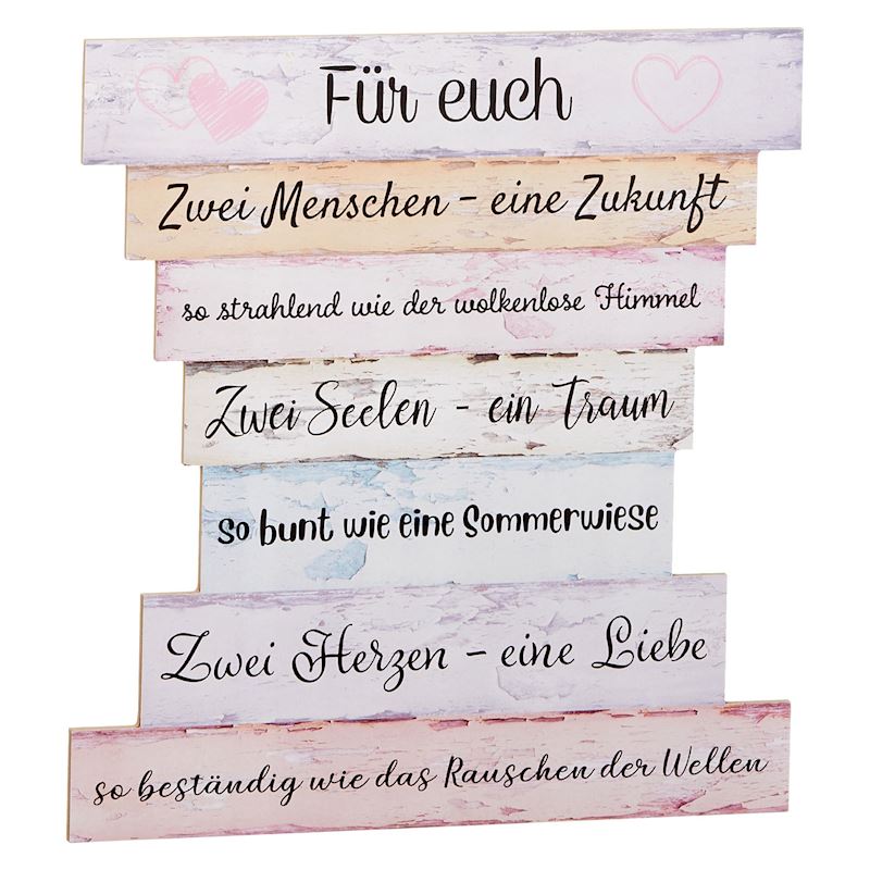 Deko Schild mit Spruch Holz Hochzeit, 30x32 cm