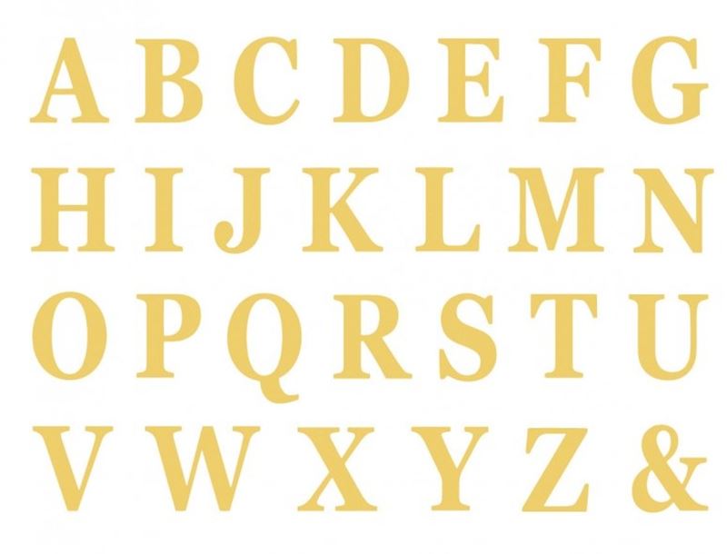 Set mit 48 Buchstaben gold selbstklebend je 13.5cm