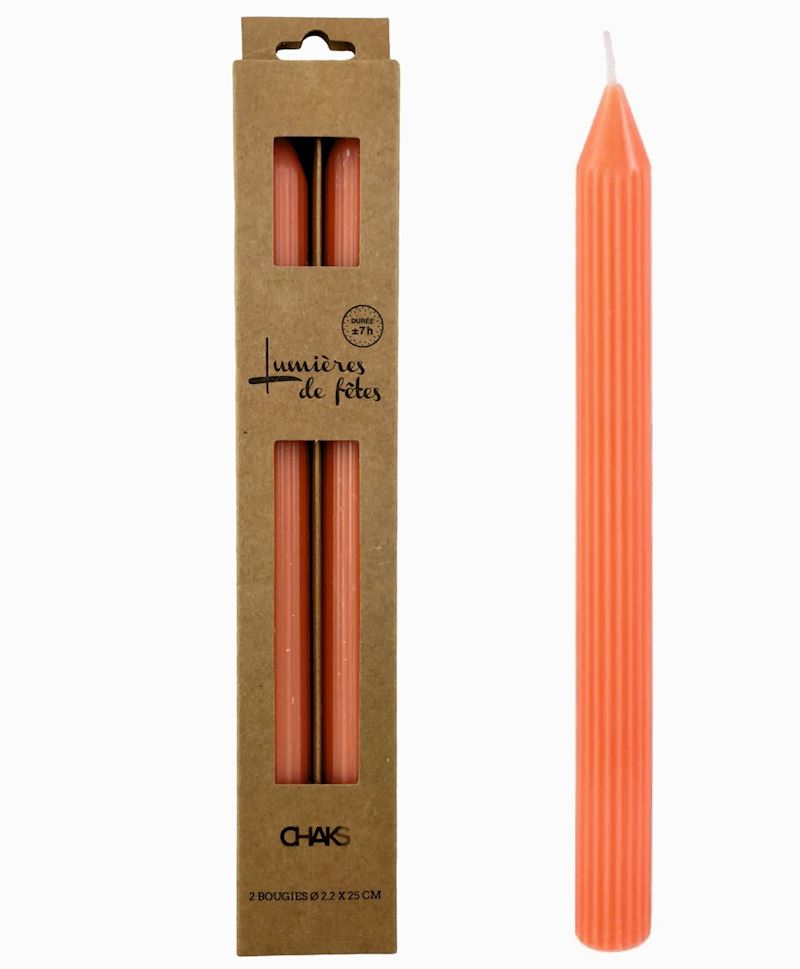 Stabkerze orange 2 Stk. 2.2x25 cm