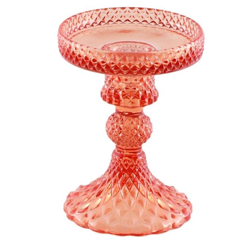 Bougeoir en verre vert 8.8x11.8 cm