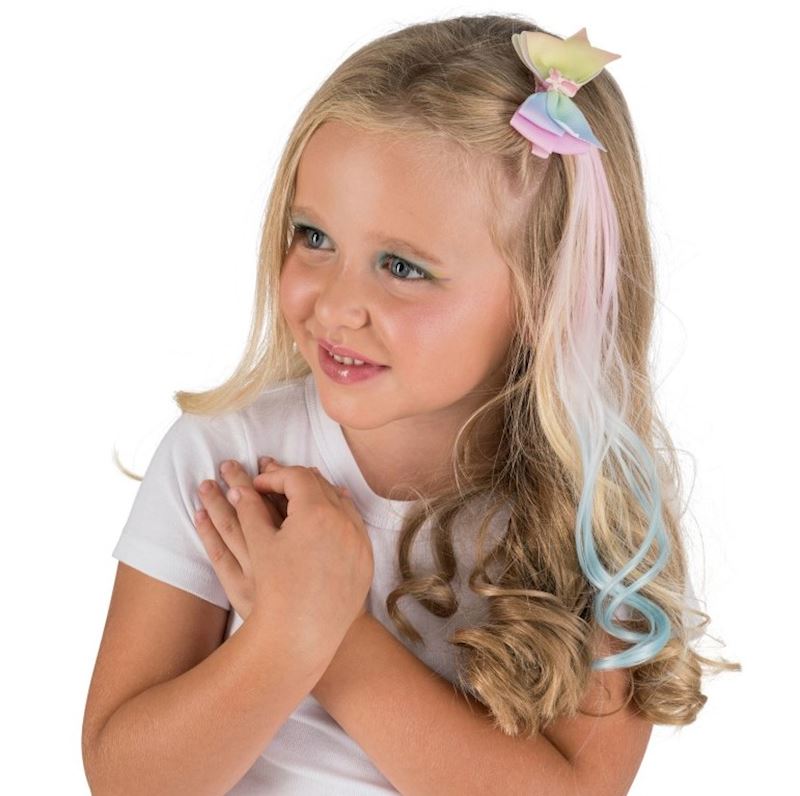 Barrette noeud licorne avec meche cheveux