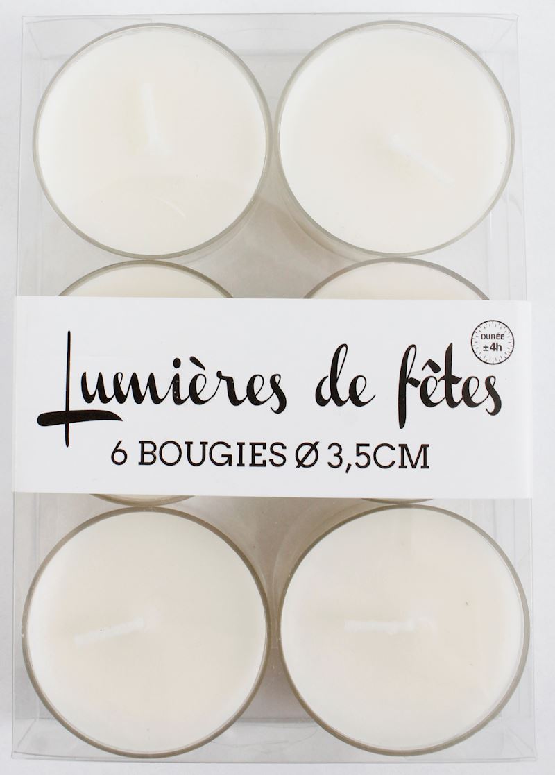 Set bougies, blanc, 3.5cm 6 pièce