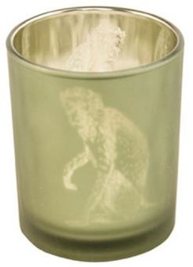 Teelichtglas mit Affenmotiv aus Glas, 6.3x7.5cm grün