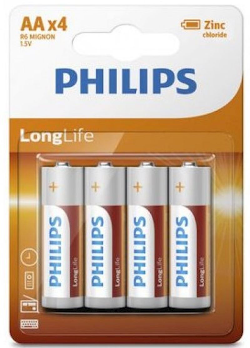 Piles Philips R6 AA 4 pcs. sur la carte LongLife