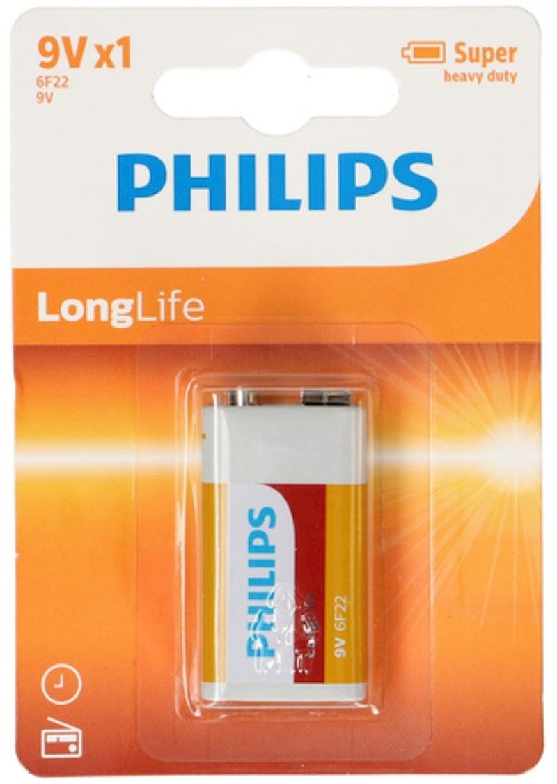 Piles Philips D9V 6F22, 1 pcs sur la carte LongLife