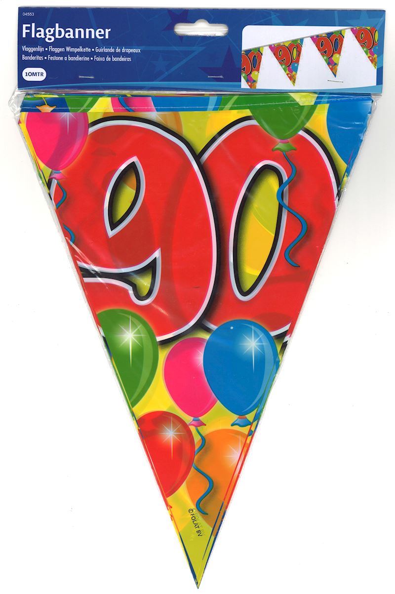 Wimpelkette Birthday Ballone 90 Jahre, 10m