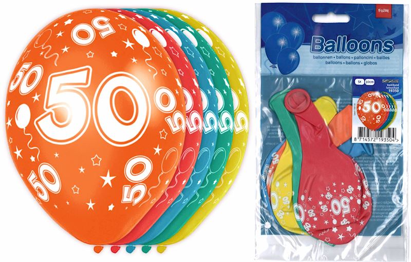 Party-ballons 50 ans, 5 pcs valve en bas