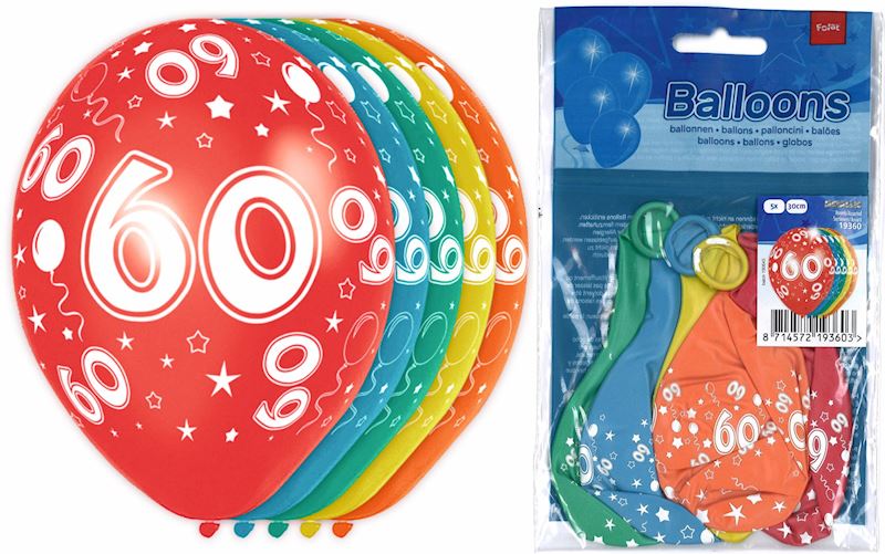 Party-ballons 60 ans, 5 pcs valve en bas