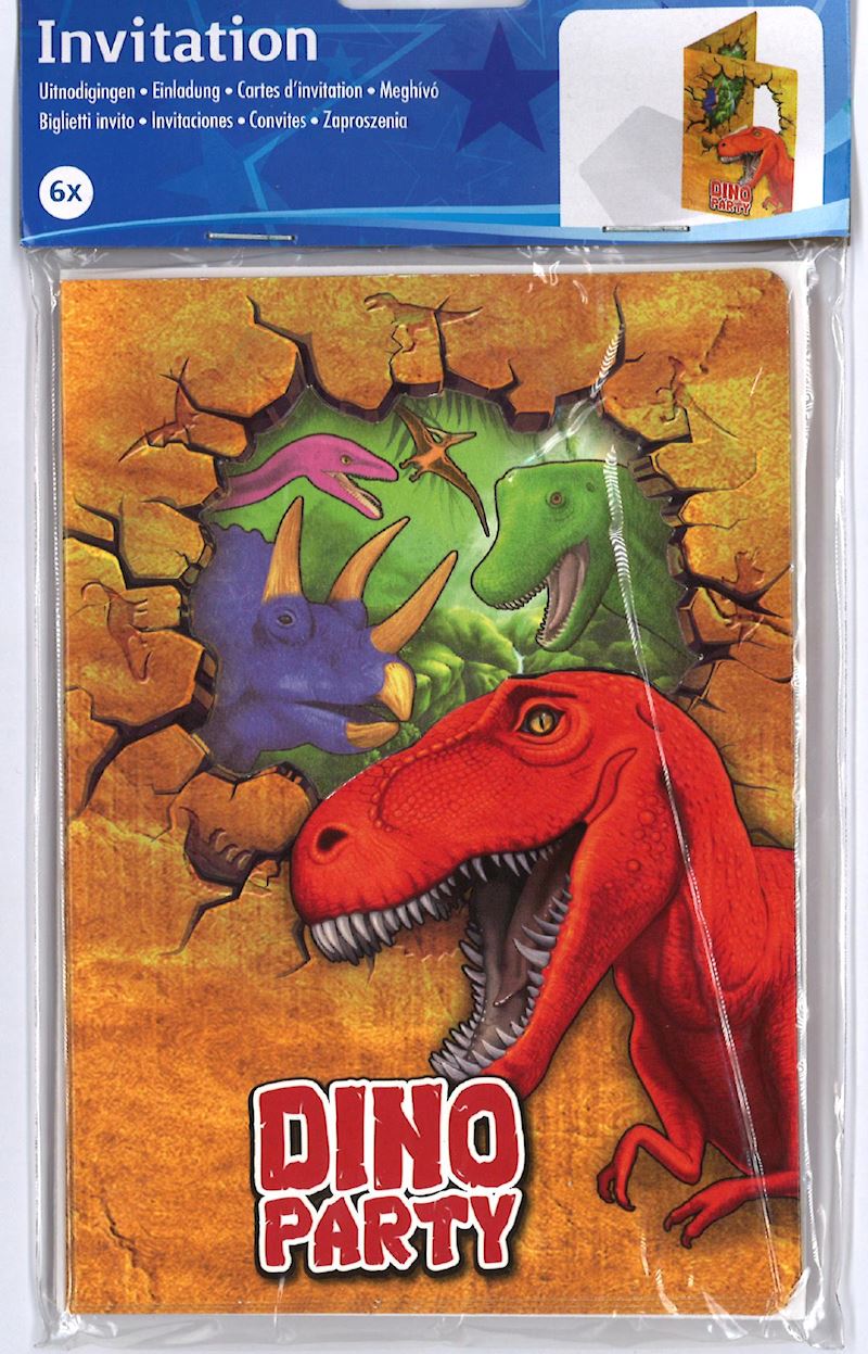 Einladungskarten Dino 6 Stk. mit Couverts