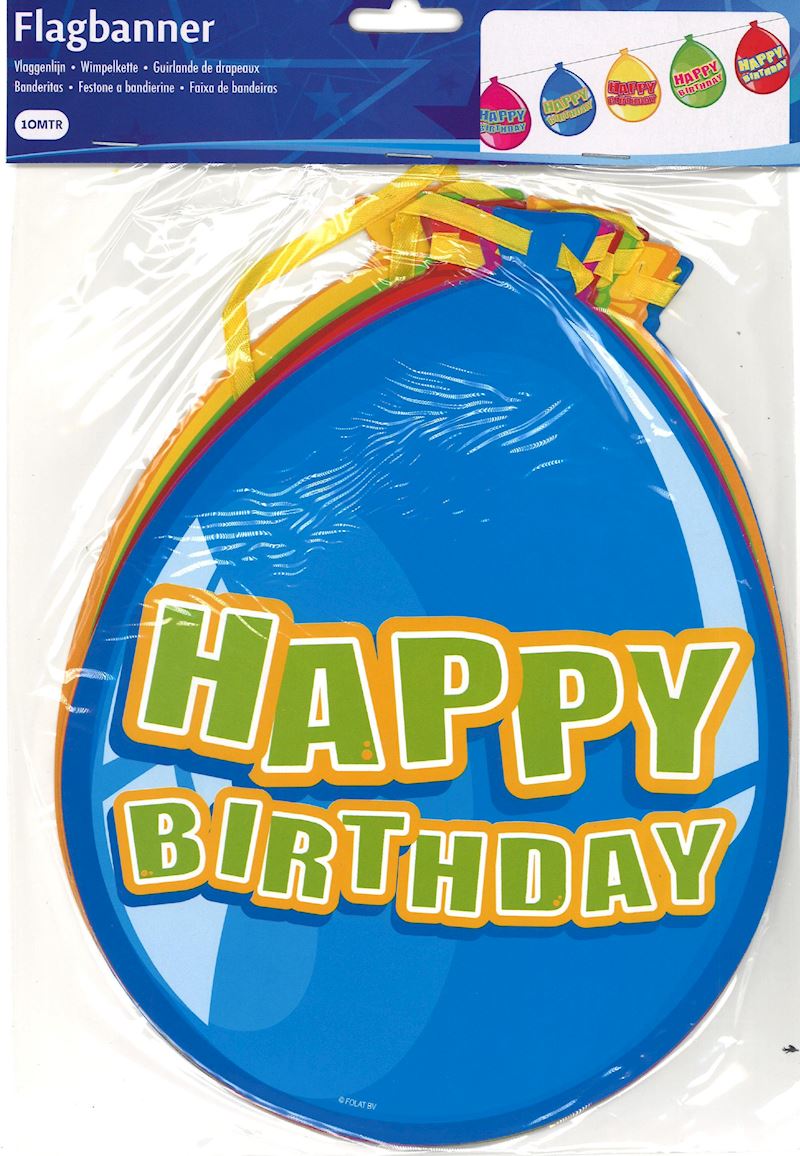 Wimpelkette Ballone 10m Happy Birthday mit 15 Wimpeln