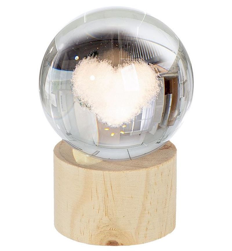 Boule en verre LED avec de coeur 12x8 cm